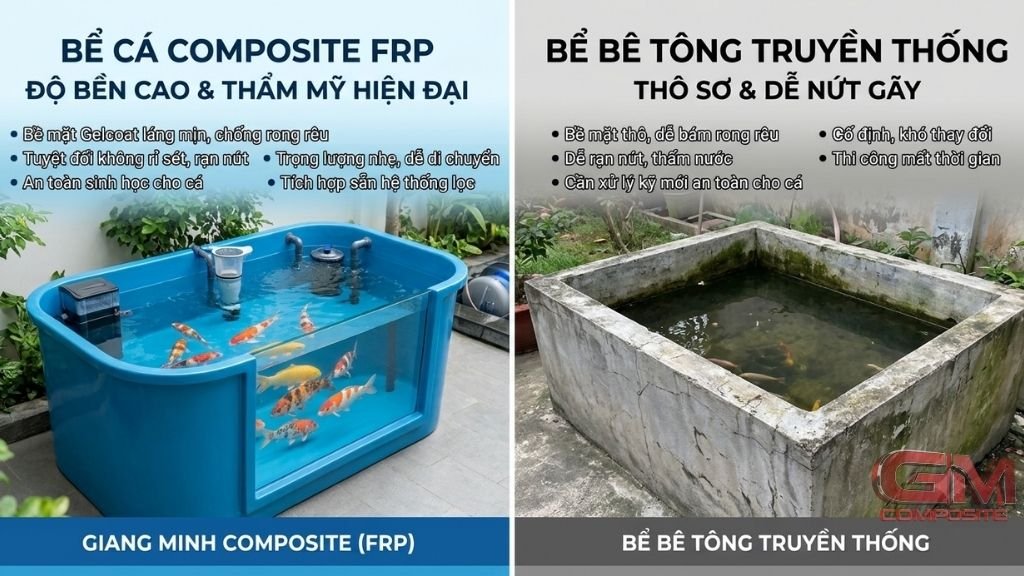 độ bền và thẩm mỹ giữa bể cá composite